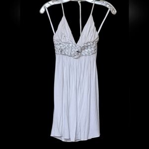 White Pin Up Dress Marilyn Monroe Goddess Halter Pixie Babydoll Boho Retro S